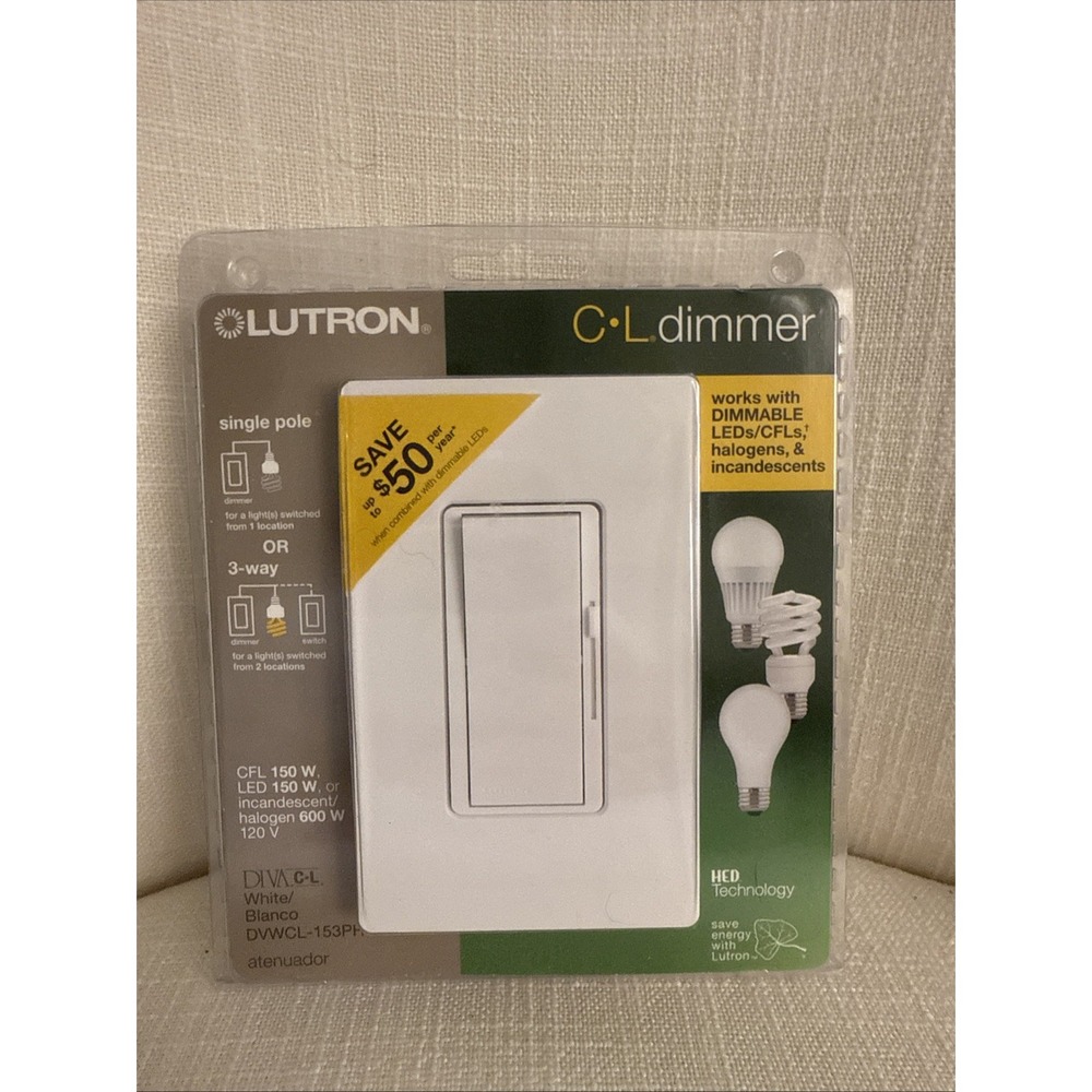 Lutron Diva Single-pole/3-Way Dimmer DVWCL-153PH - White - M5